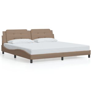 vidaXL Bed Frame without Mattress "Zadar" Cappuccino 200x200 cm Faux Leather