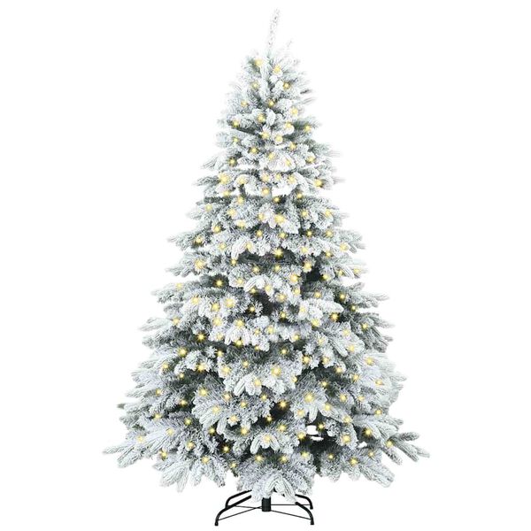 vidaXL Artificial Christmas Tree with 300 LEDs White 180 cm PE and PVC