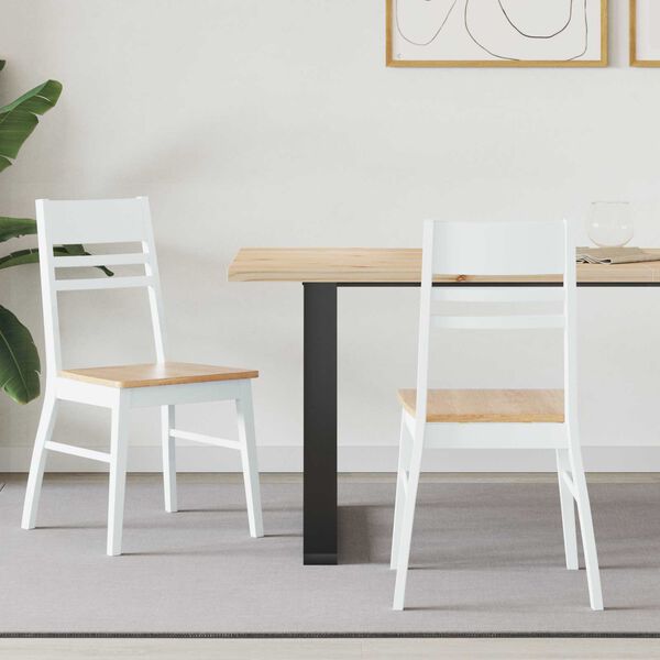 vidaXL Dining Chairs 2 pcs White 43 x 54 x 89 cm Solid Rubber Wood
