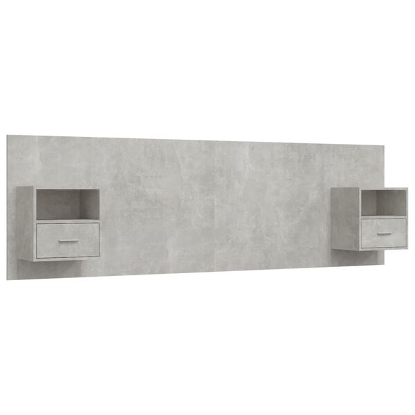 vidaXL Bed Headboard with Cabinets Concrete Grey Engineered Wood