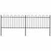 vidaXL Garden Fence with Hoop Top Steel 337x100 cm Black