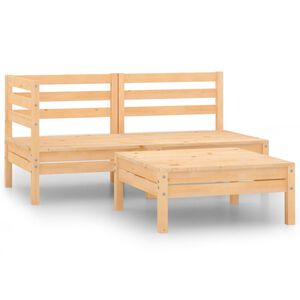 vidaXL 3 Piece Garden Lounge Set Solid Wood Pine