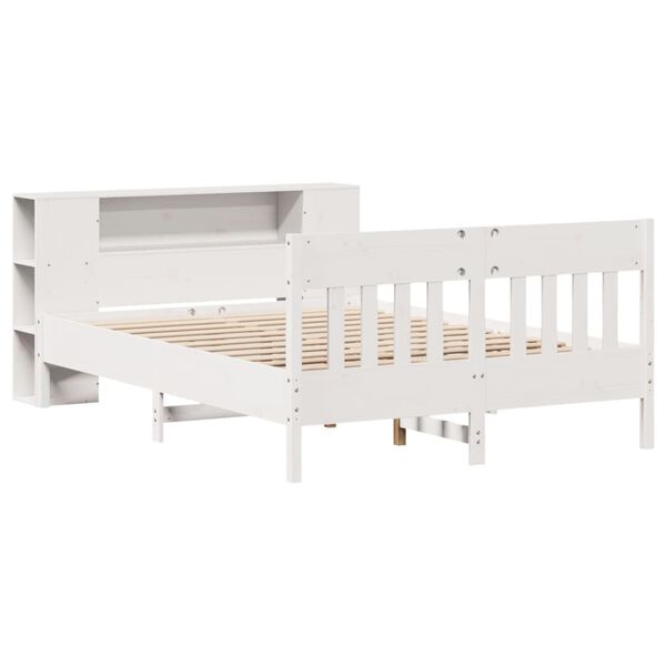 vidaXL Bookcase Bed without Mattress White 140x200cm Solid Wood Pine