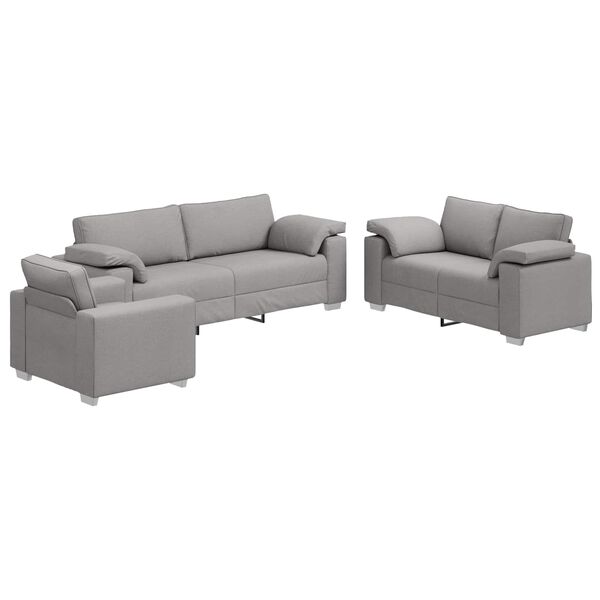 vidaXL Sofa 3 pcs Cloud Grey Fabric