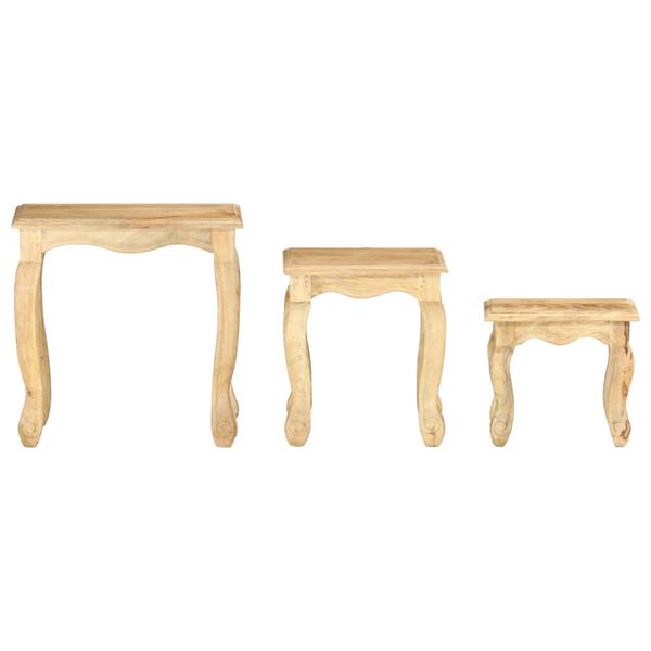 vidaXL 3 Piece Nesting Table Set Solid Mango Wood