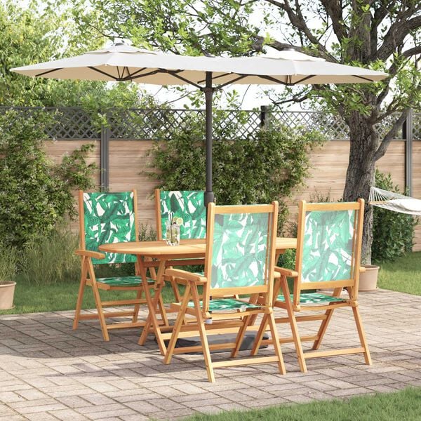 vidaXL Garden Dining Set Folding 5 pcs Leaf Pattern Solid Acacia Wood