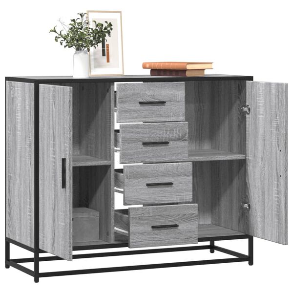vidaXL Sideboard Grey Sonoma 92x35x76 cm Engineered Wood
