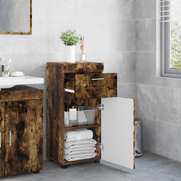 vidaXL Bathroom Cabinet Set TULUM Smoked Oak 37 x 31.5 x 82 cm
