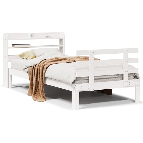 vidaXL Bed Frame with Headboard without Mattress White 90x190 cm Single