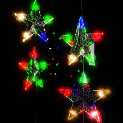 vidaXL LED Star Curtain Fairy Lights 200 LED Colourful 8 Function