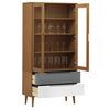vidaXL Vitrine Cabinet MOLDE Brown 90x35x175 cm Solid Wood Pine