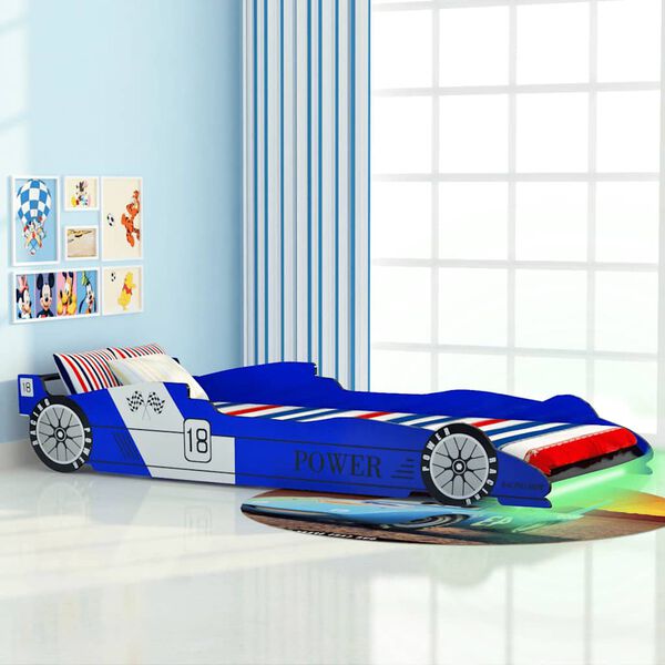 vidaXL Children's LED Race Car Bed 90x200 cm Blue