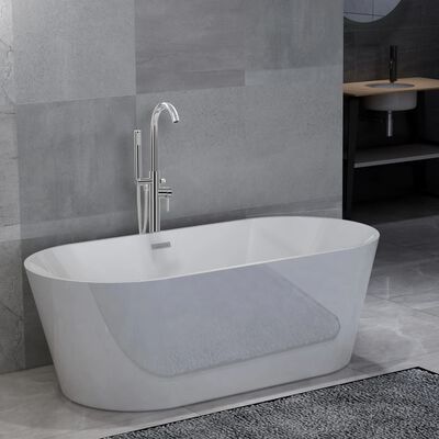 vidaXL Freestanding Bathtub and Faucet 220 L 118.5 cm Silver
