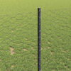 vidaXL Fence with Post Grey 1 x 50 m Steel and PVC