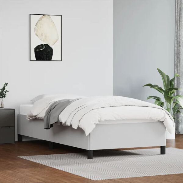 vidaXL Bed Frame without Mattress White 90x190 cm Single Single Faux Leather