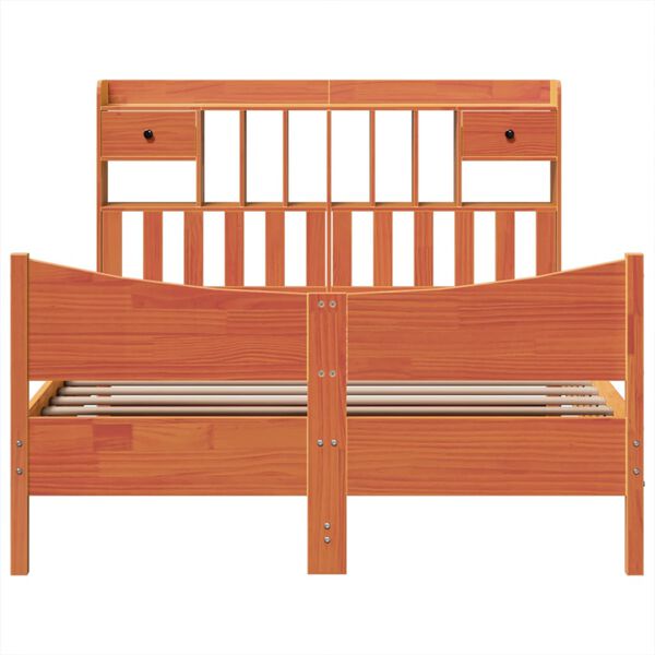 vidaXL Bed Frame without Mattress Wax Brown 140x200 cm Solid Wood Pine