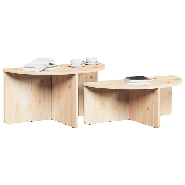 vidaXL Coffee Table 2 pcs Natural Solid pine wood