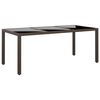 vidaXL Garden Table 190x90x75 cm Tempered Glass and Poly Rattan Brown