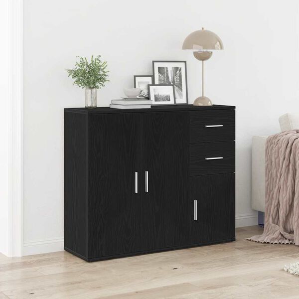 vidaXL Sideboard Black Oak 91x29.5x75 cm Engineered Wood