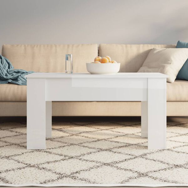 vidaXL Coffee Table High Gloss White 101x49x52 cm Engineered Wood