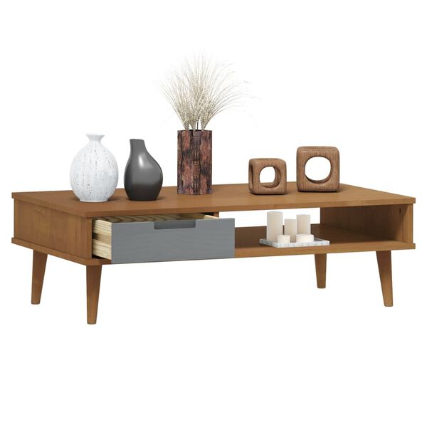 vidaXL Coffee Table MOLDE Brown 100x55x31 cm Solid Wood Pine