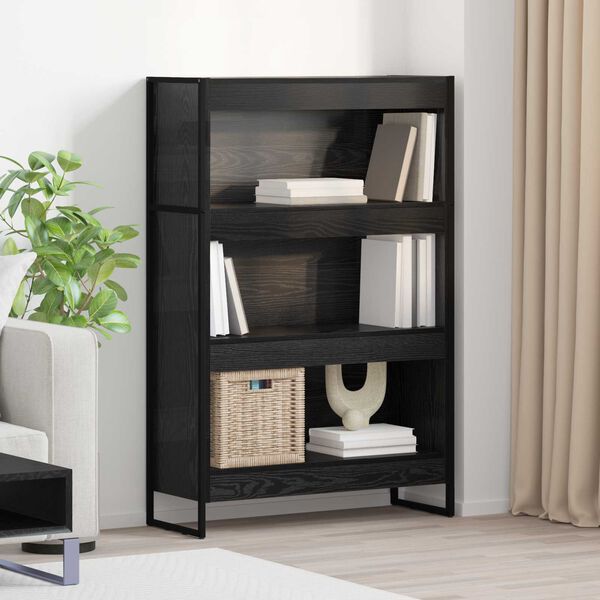 vidaXL Book Cabinet Black Oak 80 x 30 x 121 cm Engineered Wood