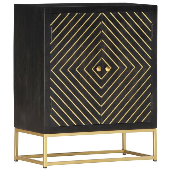 vidaXL Sideboard Black and Gold 60x30x75 cm Solid Mango Wood