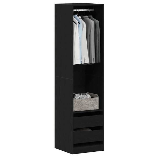 vidaXL Wardrobe with Drawer Black oak 50 x 50 x 200 cm Engineered Wood