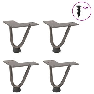 vidaXL Hairpin Legs for Coffee Table 4 pcs Natural Steel 10 cm Solid Steel