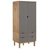 vidaXL Wardrobe OTTA Brown and Grey 76.5x53x172 cm Solid Wood Pine