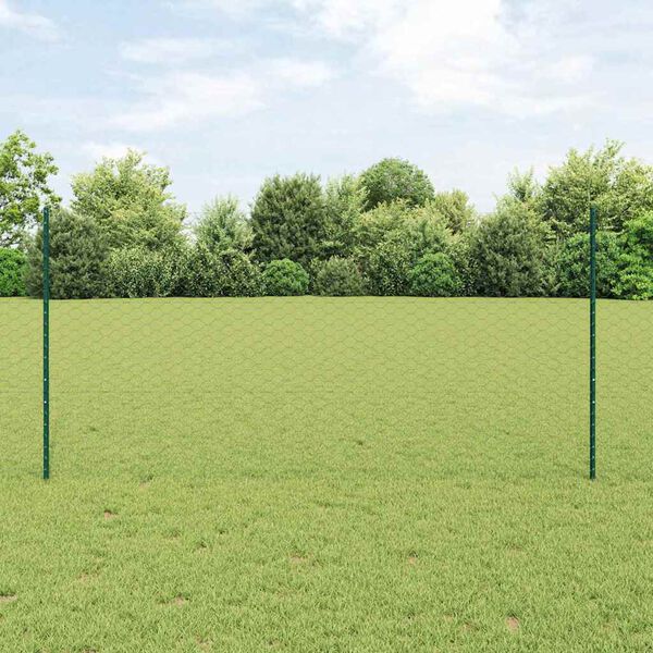 vidaXL Fence with Post Green 1.2 x 25 m Steel
