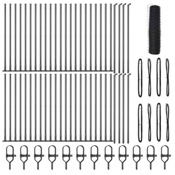 vidaXL Fence Post Grey 100 x 0.4 m (36 mm mesh) Steel and PVC