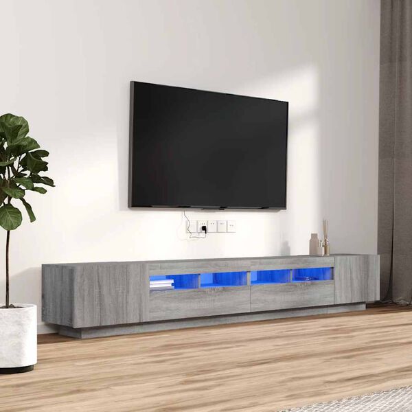 vidaXL 3 Piece TV Cabinet Set with LED Lights Grey Sonoma Engineered Wood