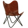 vidaXL Butterfly Chair Brown Kids Size Real Leather