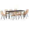 vidaXL Garden Dining Set 9 pcs Brown Powder-Coated Steel
