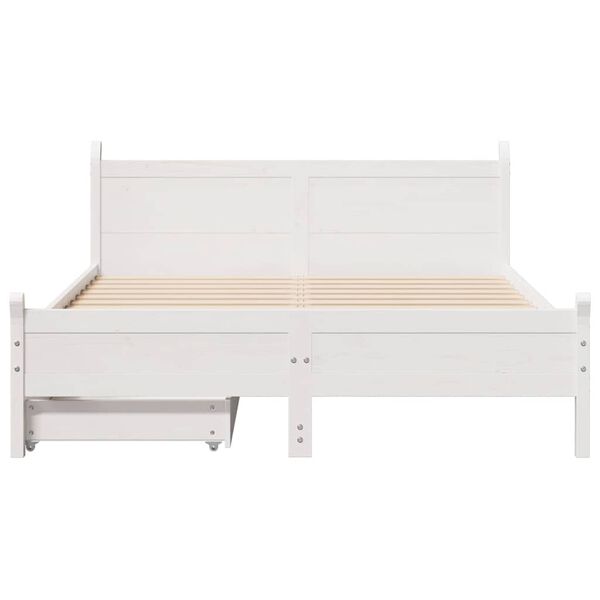 vidaXL Bed Frame without Mattress White 120x190 cm Small Double Solid Wood Pine