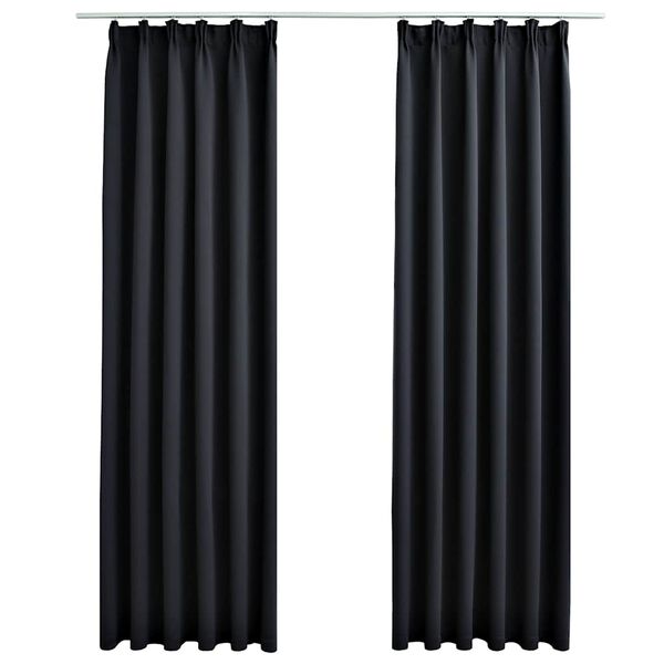 vidaXL Blackout Curtains with Hooks 2 pcs Black 140x245 cm