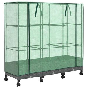 vidaXL Garden Planter with Greenhouse Cover&Wheels 3 pcs Light Grey PP