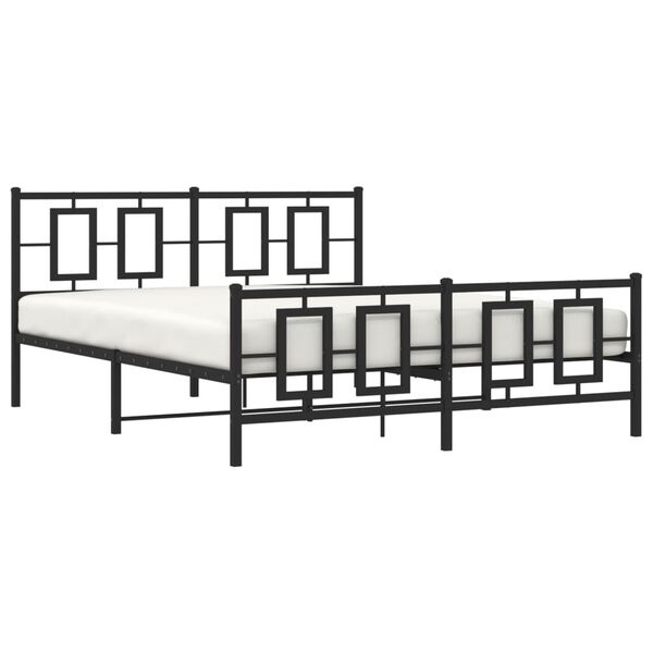 vidaXL Metal Bed Frame without Mattress with Footboard Black 150x200cm