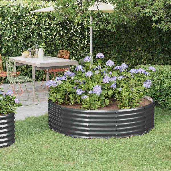 vidaXL Garden Raised Bed Galvanised Steel 140x140x36 cm Anthracite