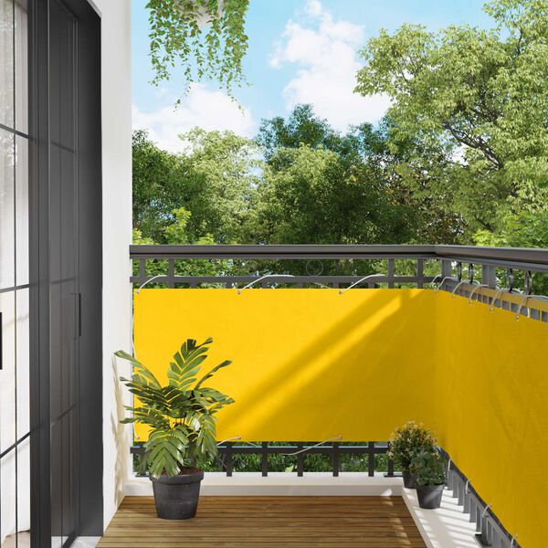 vidaXL Balcony Screen Yellow 75 x 200 cm PU coated oxford alu