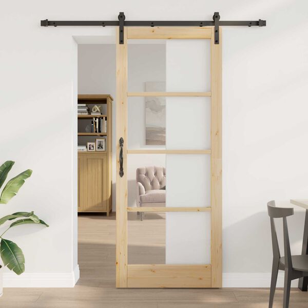 vidaXL Sliding Door ORKDAL Natural and Black 86 x 211 cm