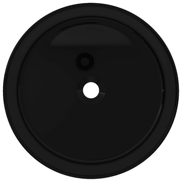 vidaXL Basin Ceramic Round Black 40x15 cm