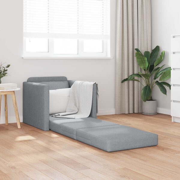 vidaXL Folding Sofa Bed Light Grey 74 x 77 x 81 cm Fabric