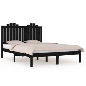 vidaXL Bed Frame without Mattress Black Solid Wood 200x200 cm (810041+818494)