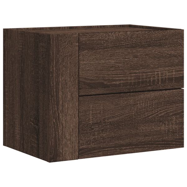vidaXL Wall-mounted Bedside Cabinet Brown Oak 45x30x35 cm
