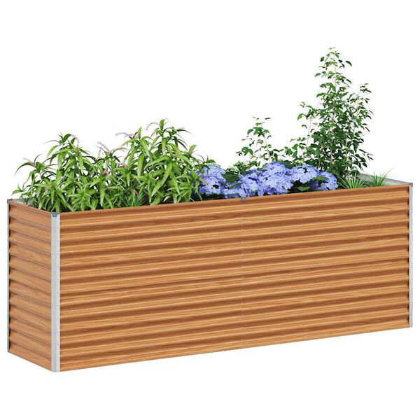vidaXL Garden Raised Bed Light Brown 195 x 50 x 68 cm Galvanised Steel