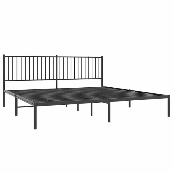vidaXL Metal Bed Frame without Mattress with Headboard Black 193x203cm