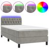vidaXL Box Spring Bed with Mattress&LED Light Grey 90x190cm Velvet