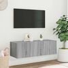 vidaXL TV Wall Cabinet with LED Lights Grey Sonoma 100x35x31 cm